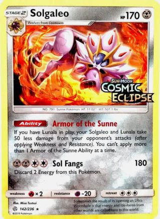 Solgaleo (142/236) (Cosmic Eclipse Stamped) [Sun & Moon: Cosmic Eclipse]-1