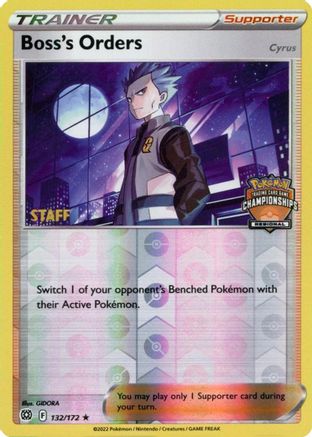 Boss's Orders (132/172) (Regional Championship Promo) (Staff) [Sword & Shield: Brilliant Stars]-1