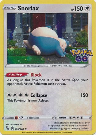 Snorlax (055/078) (Cosmos Holo) [Pokémon GO]-1