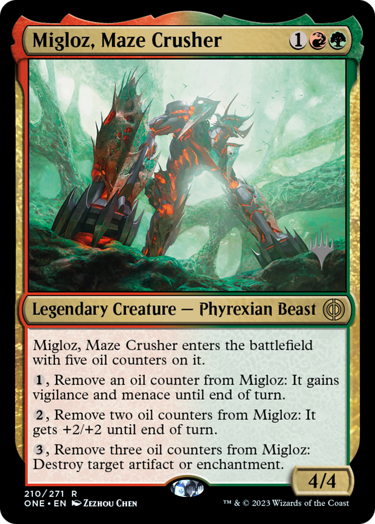 Migloz, Maze Crusher (Promo Pack) [Phyrexia: All Will Be One Promos]-1