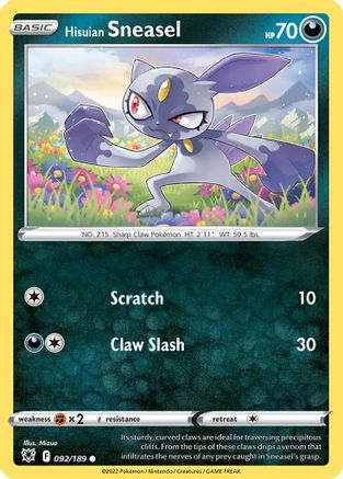 Hisuian Sneasel (092/189) (Theme Deck Exclusive) [Sword & Shield: Astral Radiance]-1