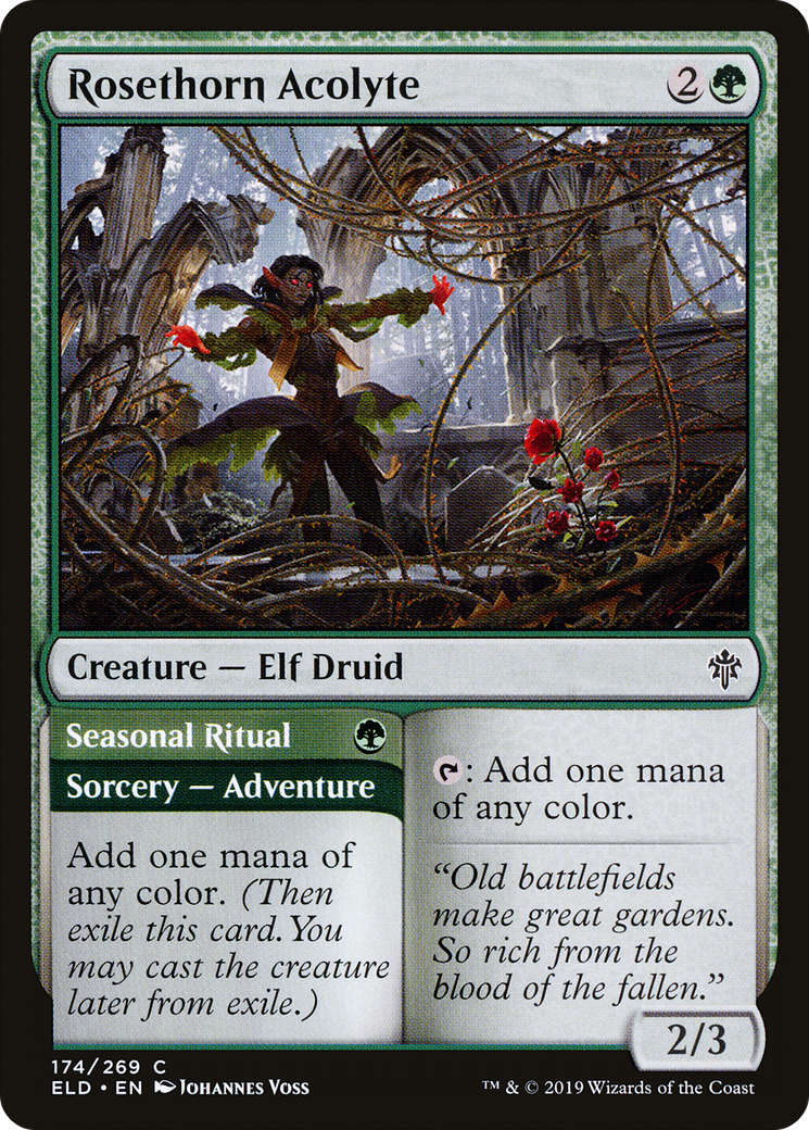 Rosethorn Acolyte // Seasonal Ritual [Throne of Eldraine]-1