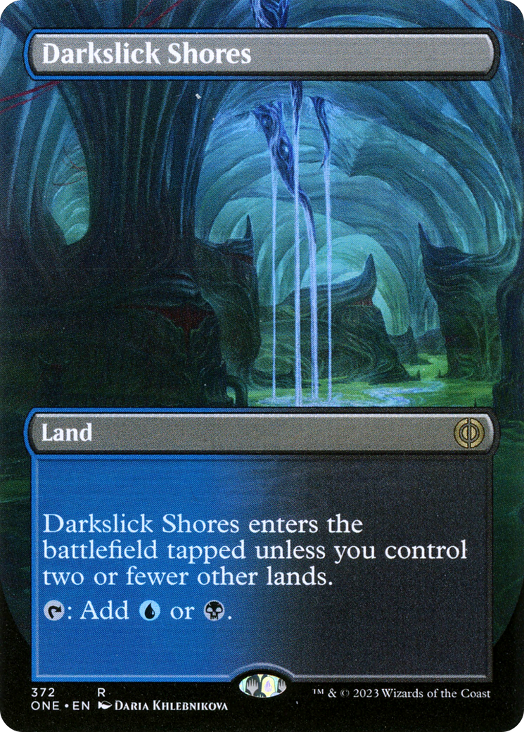 Darkslick Shores (Borderless Alternate Art) [Phyrexia: All Will Be One]-1