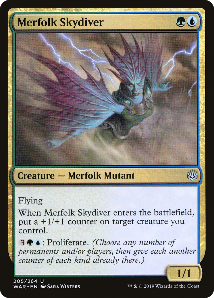 Merfolk Skydiver [War of the Spark]-1