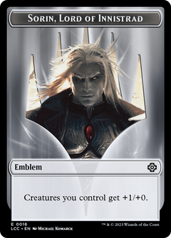 Emblem - Sorin, Lord of Innistrad // Vampire (0004) Double-Sided Token [The Lost Caverns of Ixalan Commander Tokens]-1