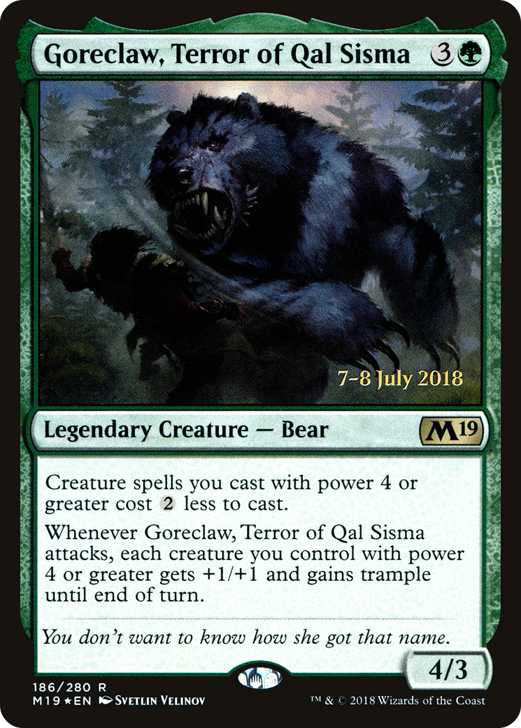 Goreclaw, Terror of Qal Sisma [Core Set 2019 Prerelease Promos]-1