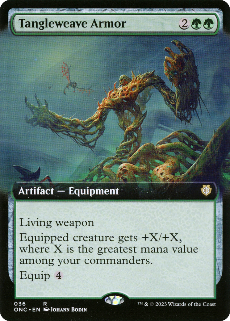 Tangleweave Armor (Extended Art) [Phyrexia: All Will Be One Commander]-1
