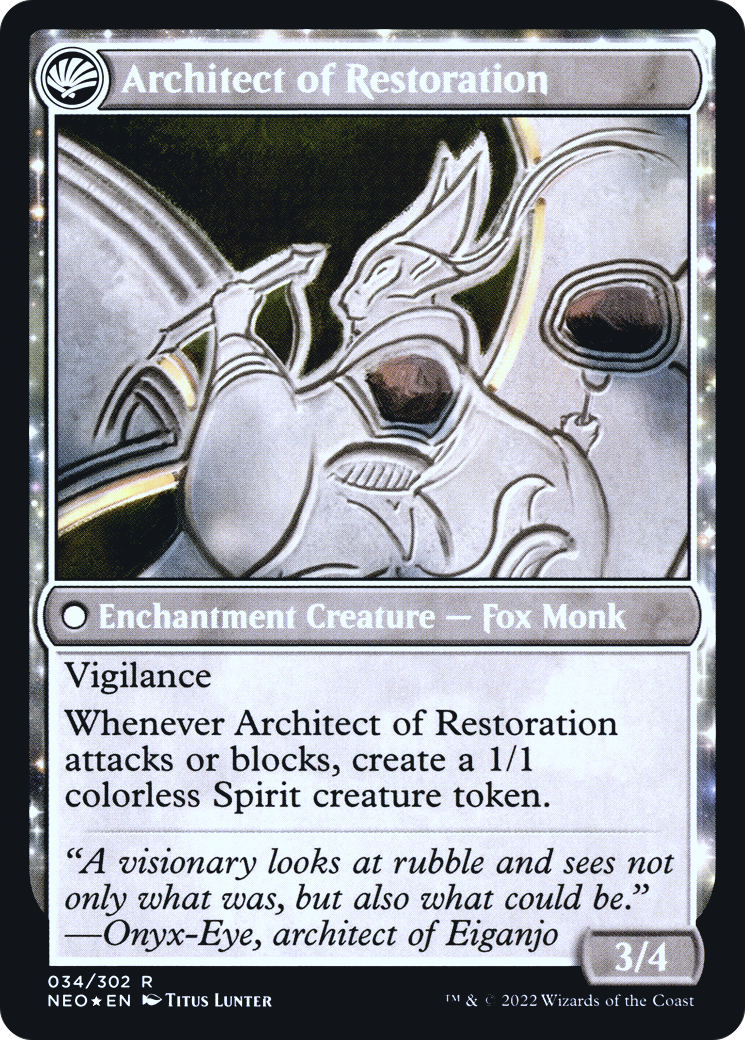 The Restoration of Eiganjo (PRE-034) - Kamigawa: Neon Dynasty Promos: (fandfc, enchantment) Foil-2