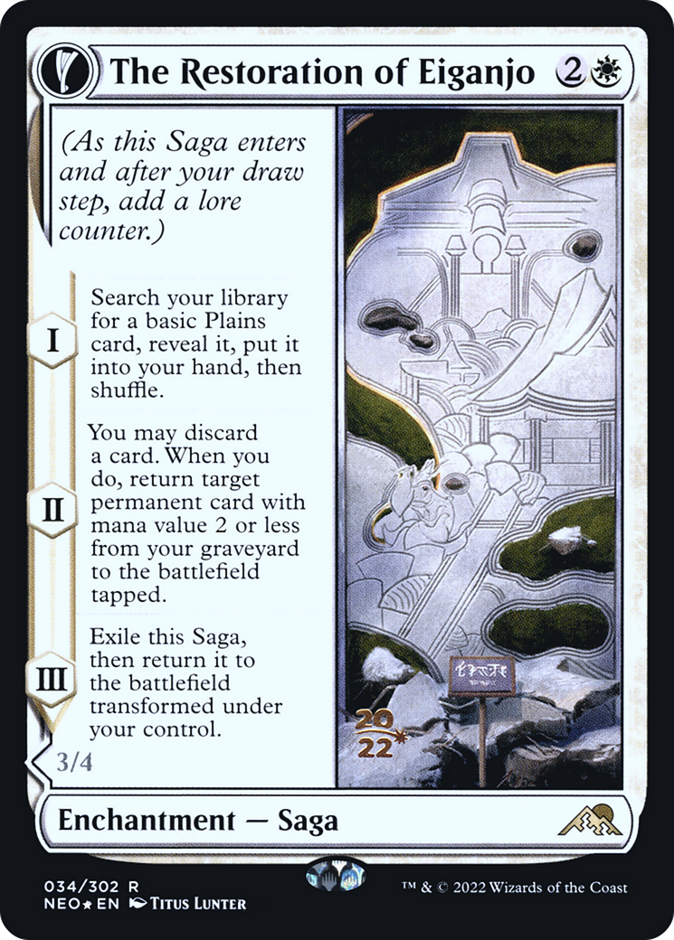 The Restoration of Eiganjo (PRE-034) - Kamigawa: Neon Dynasty Promos: (fandfc, enchantment) Foil-3