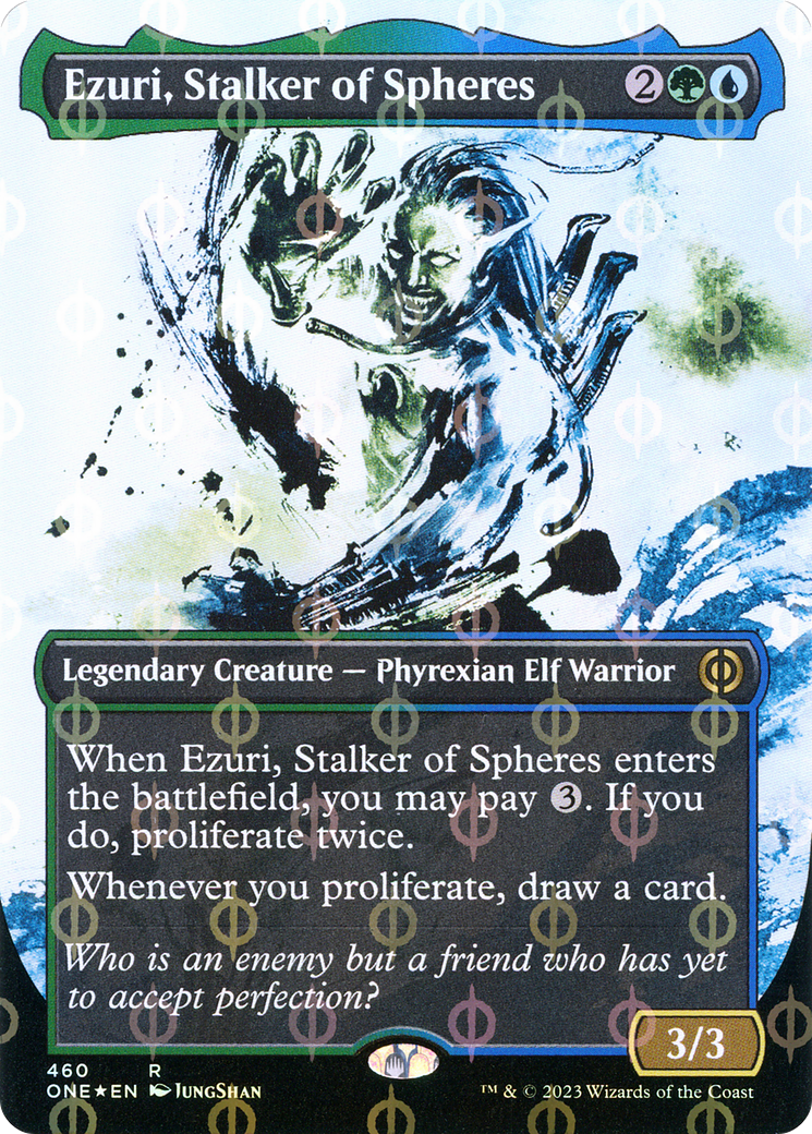 Ezuri, Stalker of Spheres (Borderless Ichor Step-and-Compleat Foil) [Phyrexia: All Will Be One]-1