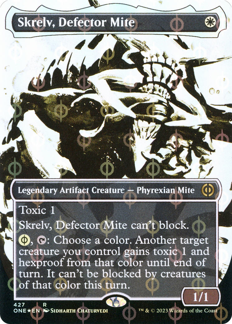 Skrelv, Defector Mite (Borderless Ichor Step-and-Compleat Foil) [Phyrexia: All Will Be One]-1