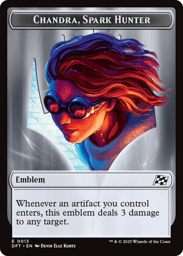 Emblem - Chandra, Spark Hunter // Vehicle Double-Sided Token [Aetherdrift Tokens]-1