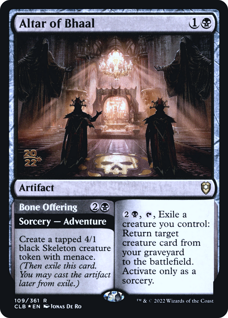 Altar of Bhaal // Bone Offering [Commander Legends: Battle for Baldur's Gate Prerelease Promos]-1