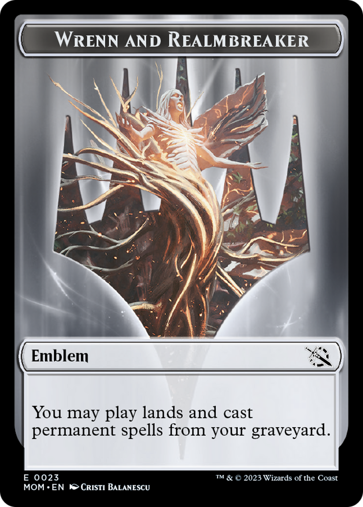 Soldier // Wrenn and Realmbreaker Emblem Double-Sided Token [March of the Machine Tokens]-2