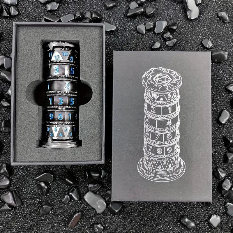 Blue Metal Spinning Dice Set-1