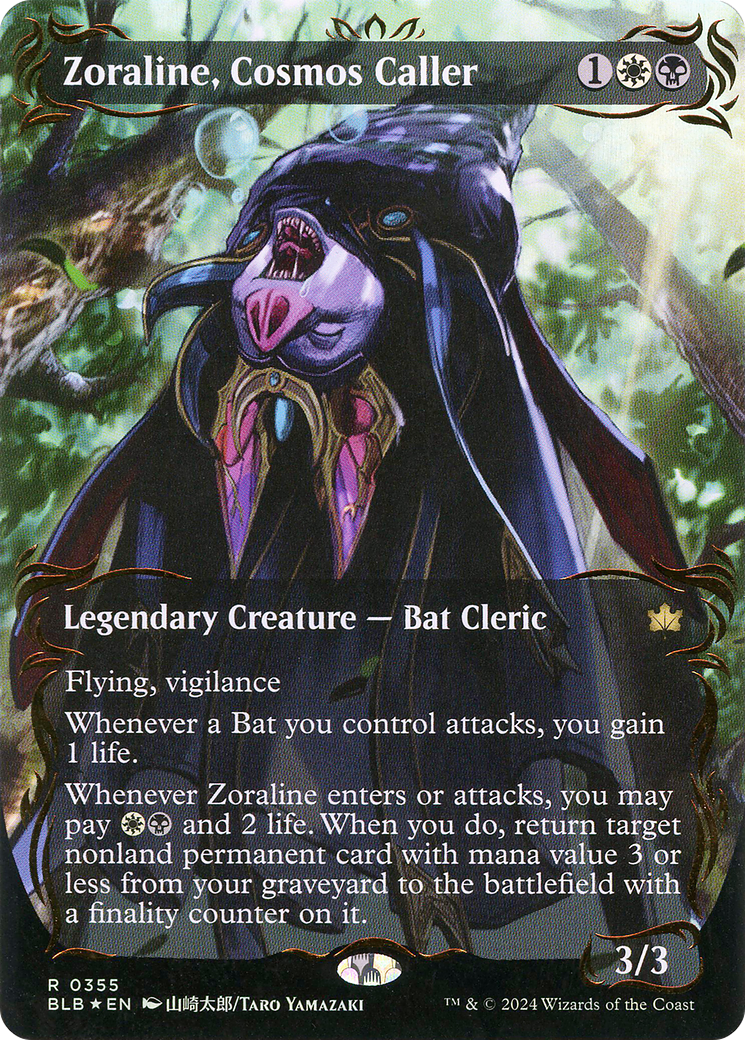 Zoraline, Cosmos Caller (Borderless) (Raised Foil) (BLB-355) - Bloomburrow: (Showcase) (Borderless) Foil-1