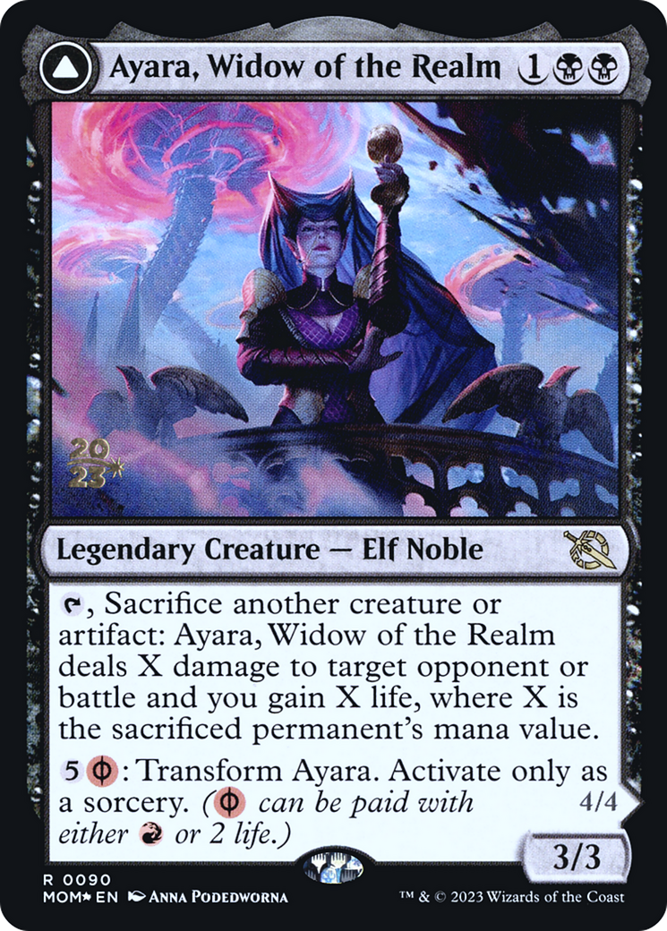 Ayara, Widow of the Realm // Ayara, Furnace Queen [March of the Machine Prerelease Promos]-1