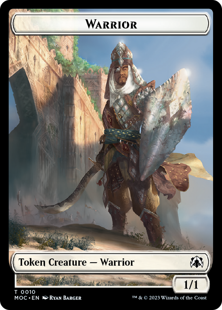 Warrior // Elspeth, Sun's Champion Emblem Double-Sided Token [March of the Machine Commander Tokens]-1