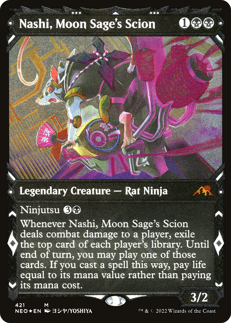 Nashi, Moon Sage's Scion (NEO-421) - Kamigawa: Neon Dynasty: (Showcase) Etched Foil-1