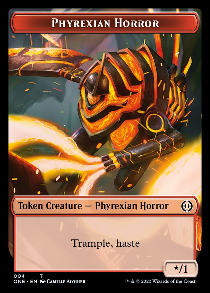 Rebel // Phyrexian Horror (004) Double-Sided Token [Phyrexia: All Will Be One Tokens]-2