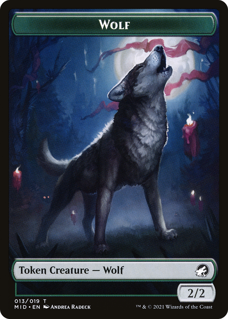 Wolf (TMID-013) - Innistrad: Midnight Hunt Tokens Foil-1