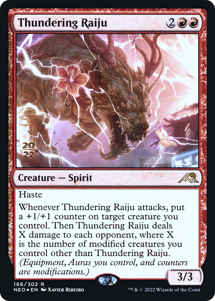 Thundering Raiju [Kamigawa: Neon Dynasty Prerelease Promos]-1