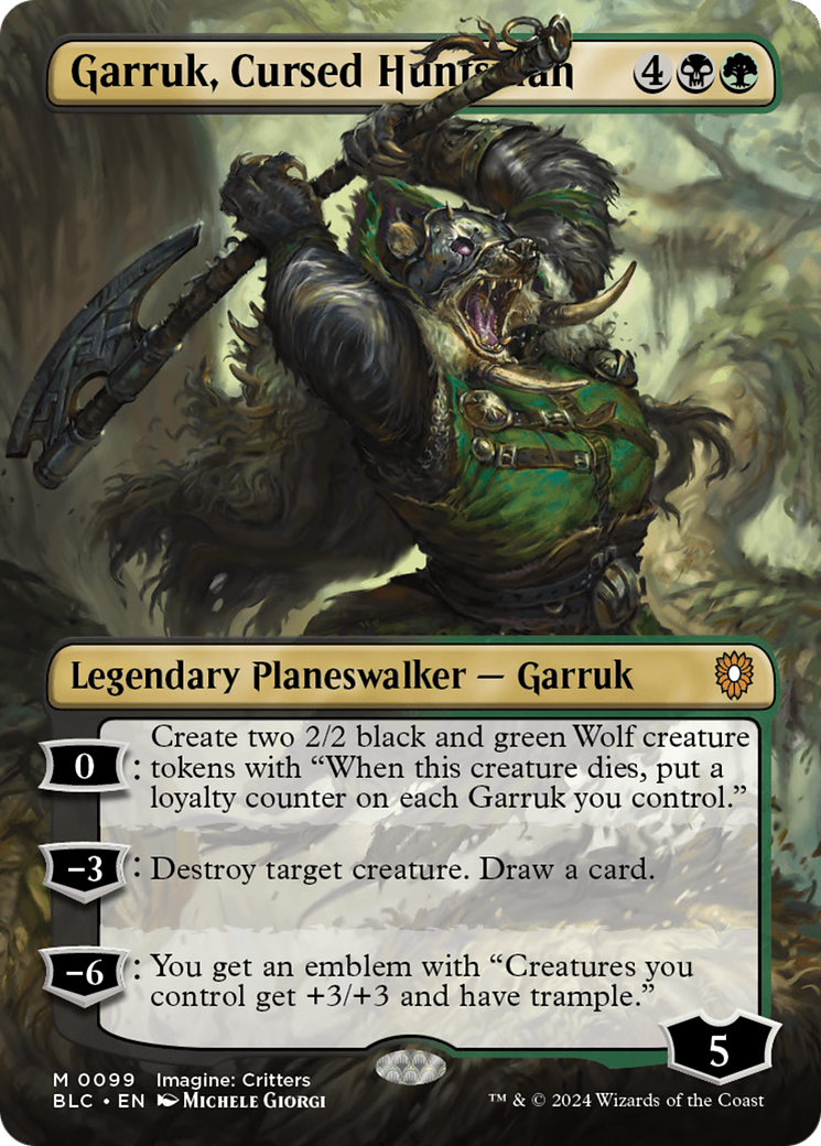 Garruk, Cursed Huntsman (Borderless) [Bloomburrow Commander]-1
