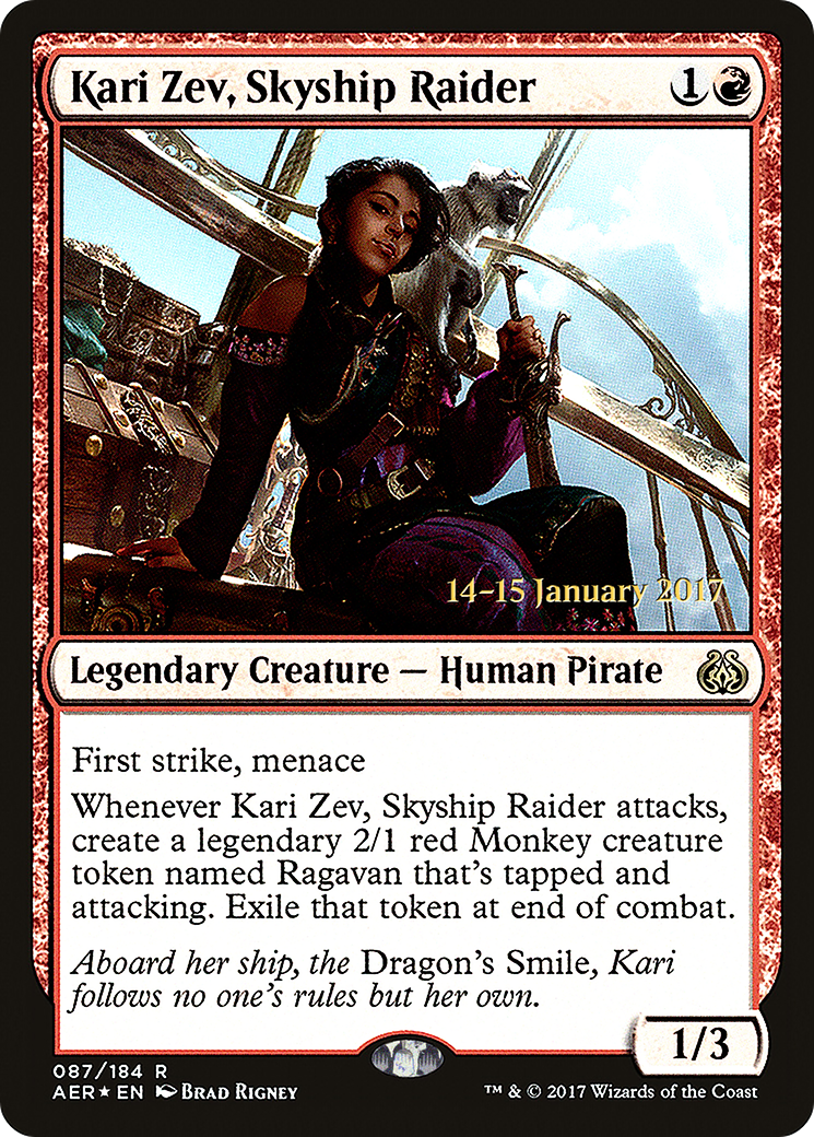 Kari Zev, Skyship Raider [Aether Revolt Prerelease Promos]-1