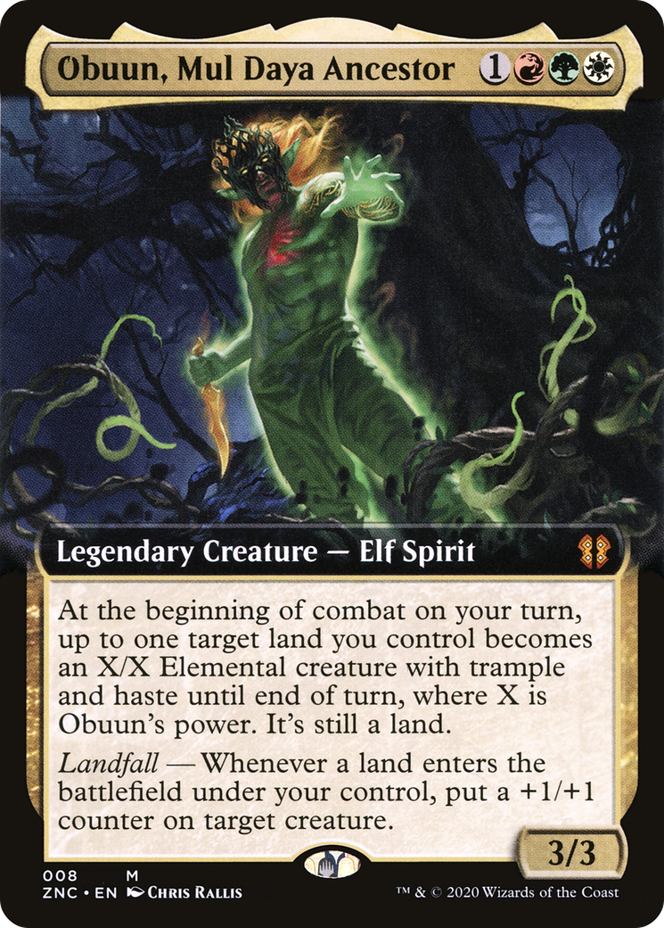 Obuun, Mul Daya Ancestor (Extended Art) [Zendikar Rising Commander]-1
