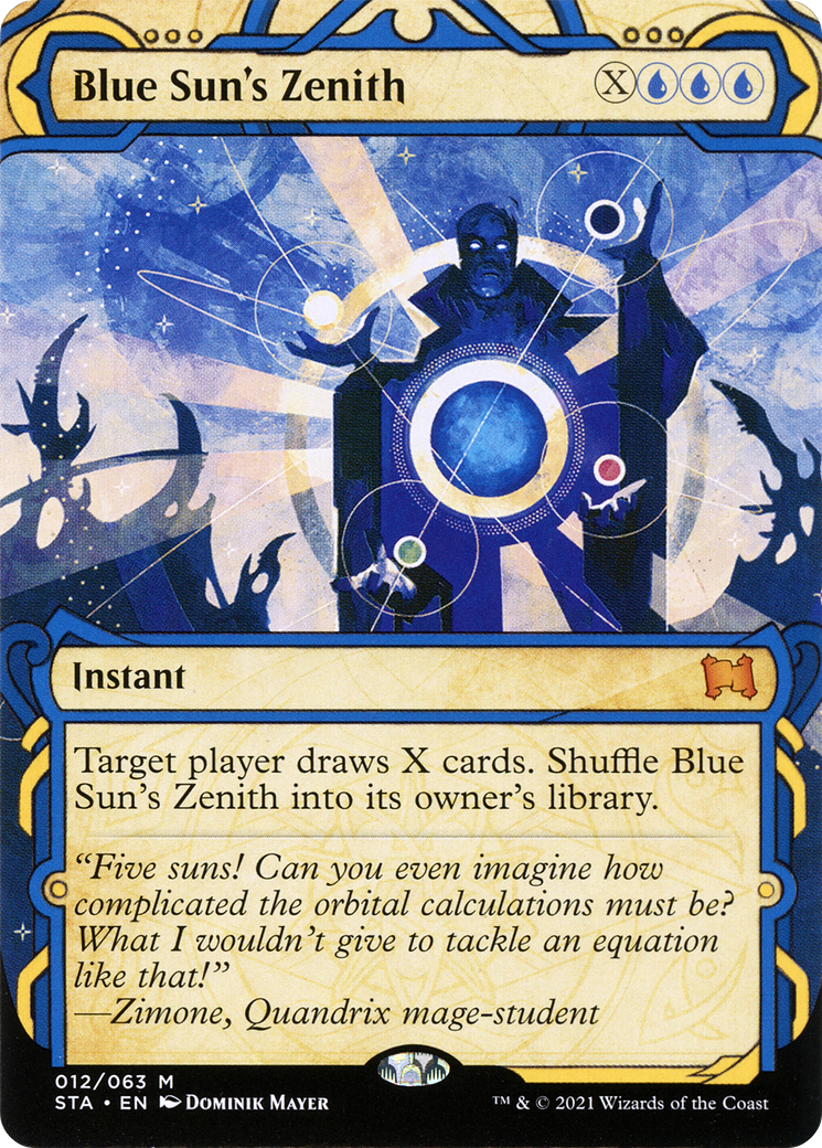 Blue Sun's Zenith (STA-012) - Strixhaven Mystical Archive: (Showcase) (Borderless) Etched Foil-1