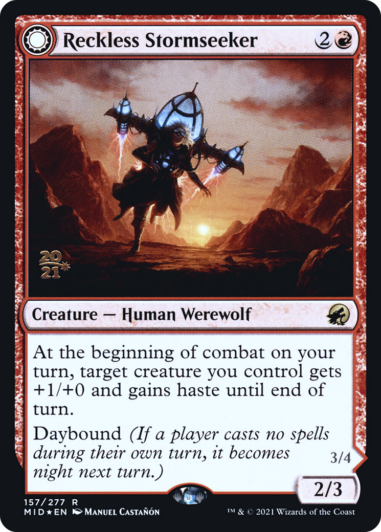 Reckless Stormseeker // Storm-Charged Slasher [Innistrad: Midnight Hunt Prerelease Promos]-4
