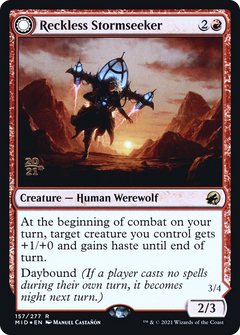 Reckless Stormseeker // Storm-Charged Slasher [Innistrad: Midnight Hunt Prerelease Promos]-4