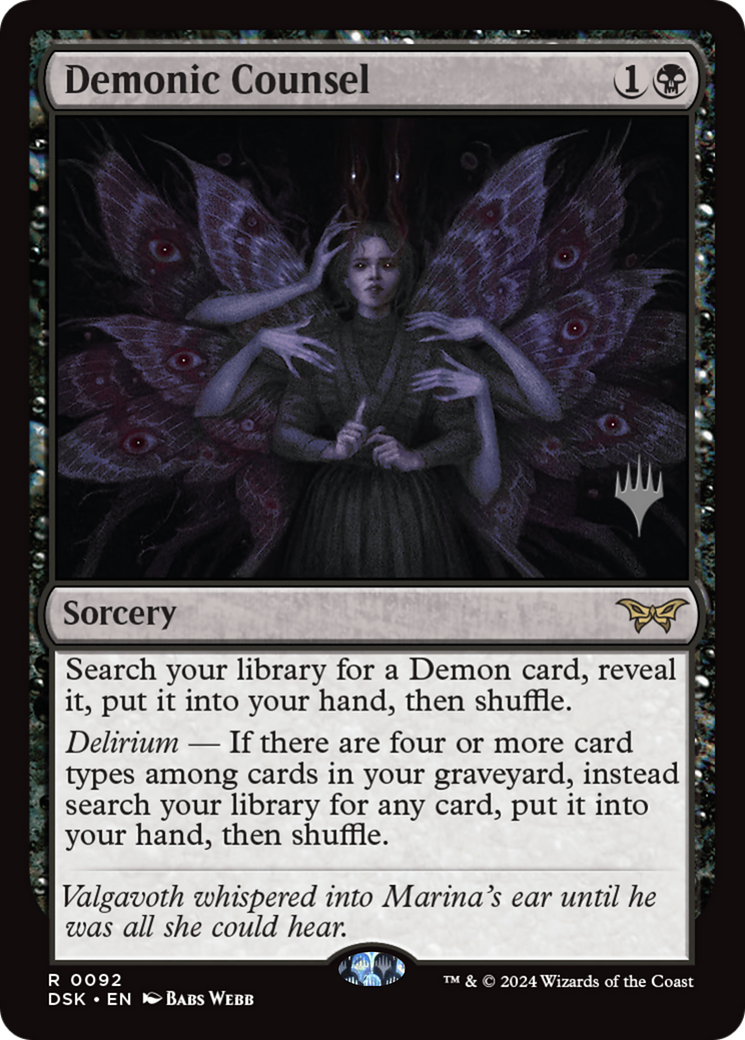 Demonic Counsel (Promo Pack) [Duskmourn: House of Horror Promos]-1