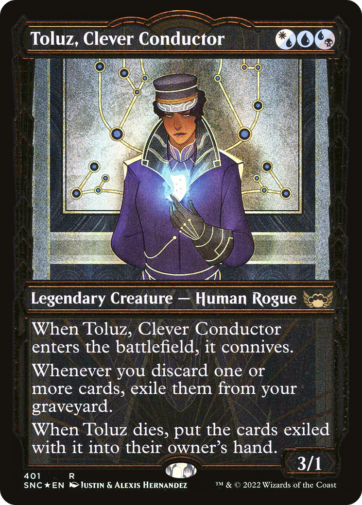 Toluz, Clever Conductor (Showcase Golden Age Gilded Foil) [Streets of New Capenna]-1