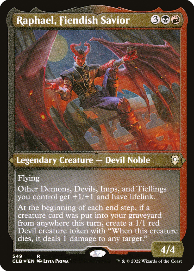 Raphael, Fiendish Savior (CLB-549) - Commander Legends: Battle for Baldur's Gate Etched Foil-1