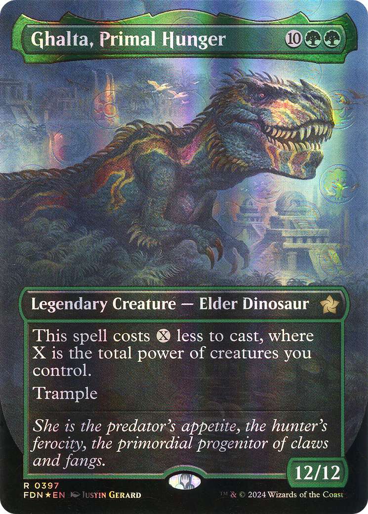 Ghalta, Primal Hunger (Borderless) (Mana Foil) [Foundations]-1