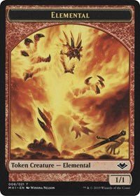 Elemental (008) // Serra the Benevolent Emblem (020) Double-Sided Token [Modern Horizons Tokens]-1