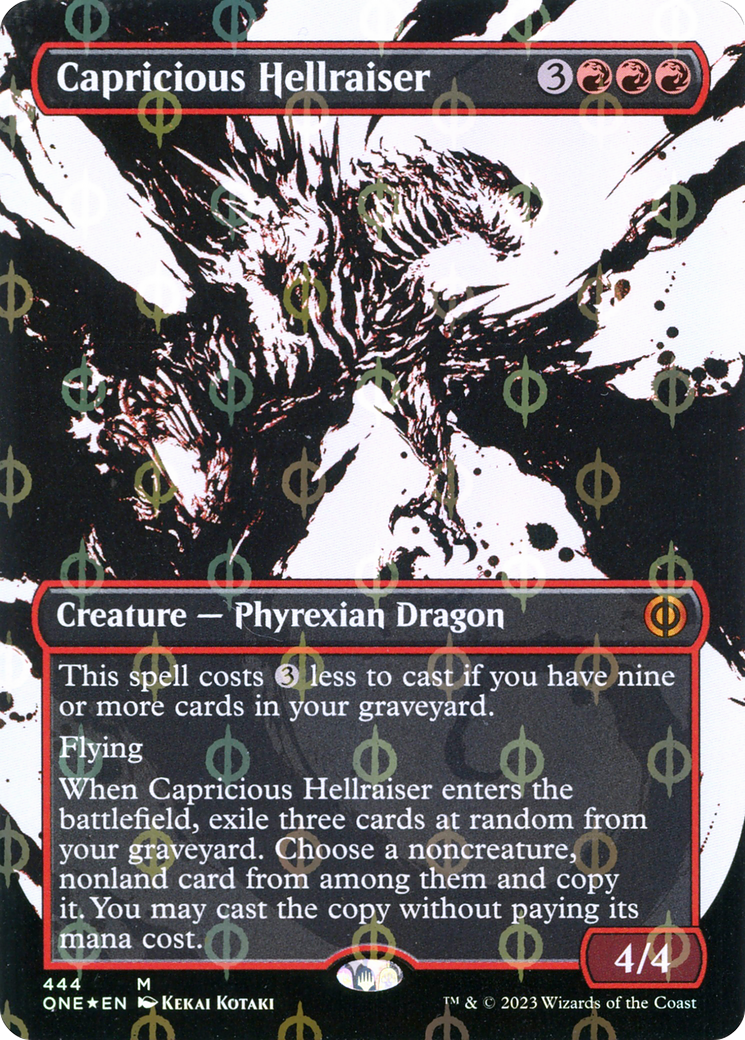 Capricious Hellraiser (Borderless Ichor Step-and-Compleat Foil) [Phyrexia: All Will Be One]-1