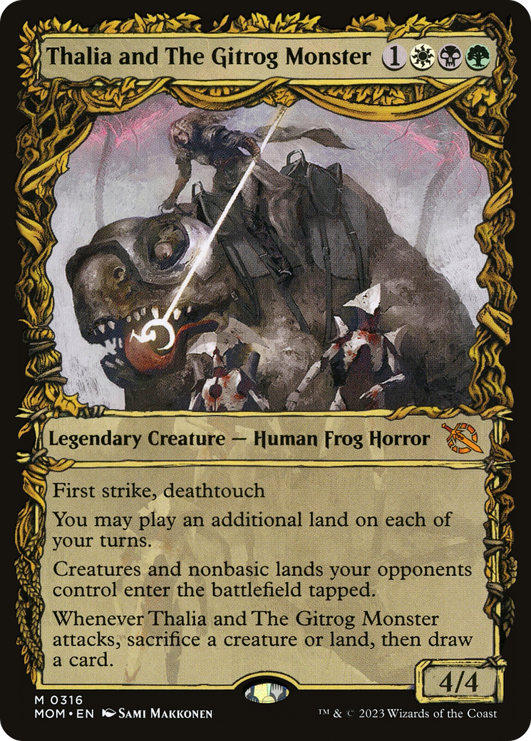 Thalia and The Gitrog Monster (Showcase Planar Booster Fun) [March of the Machine]-1