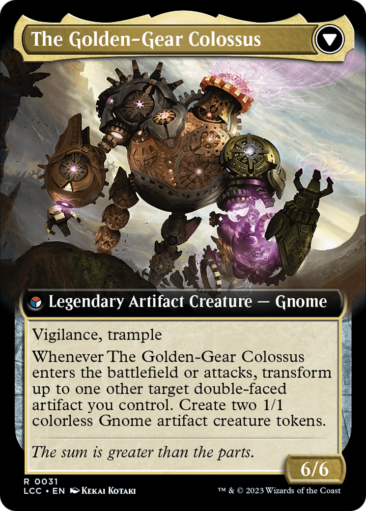 Tetzin, Gnome Champion // The Golden-Gear Colossus (Extended Art) [The Lost Caverns of Ixalan Commander]-2