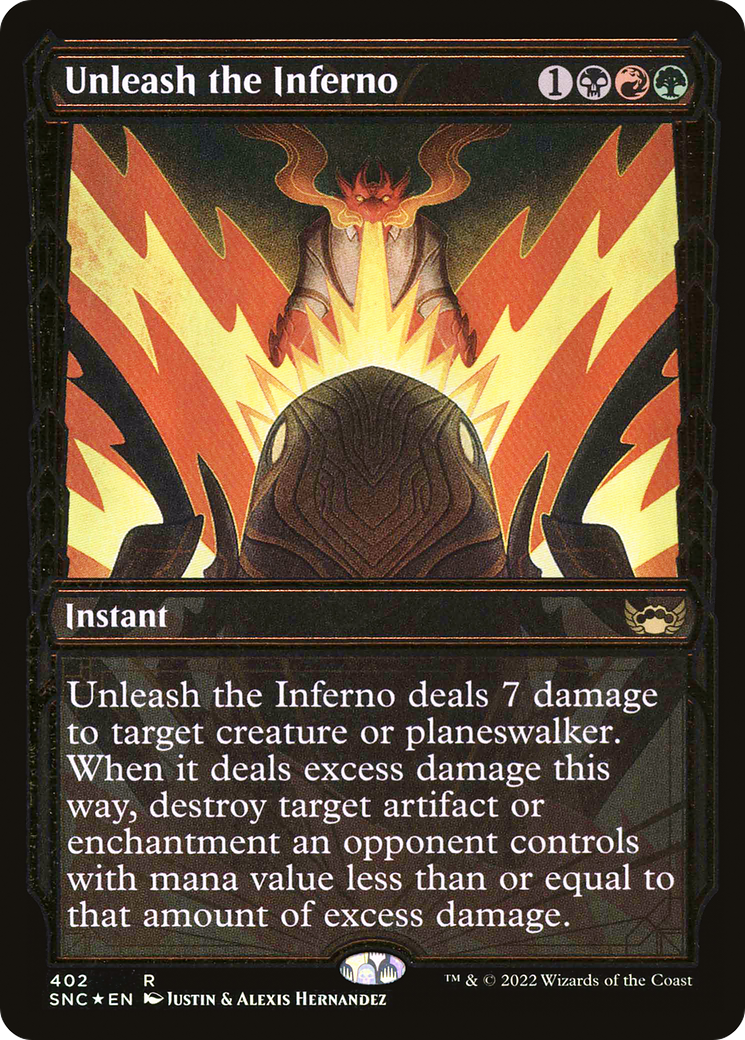 Unleash the Inferno (Gilded Foil) (SNC-402) - Streets of New Capenna: (Showcase) Foil-1