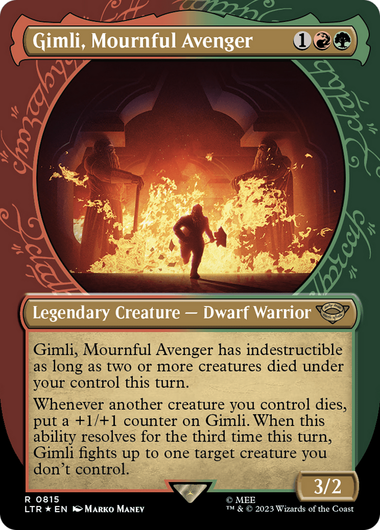 Gimli, Mournful Avenger (Showcase) (Surge Foil) [The Lord of the Rings: Tales of Middle-Earth]-1