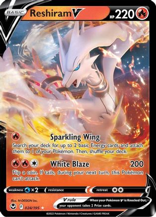 Reshiram V (024/195) [Sword & Shield: Silver Tempest]-1