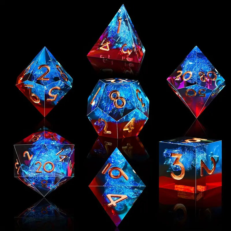 Red/Blue Polyhedral 7-Set RPG Dice-1