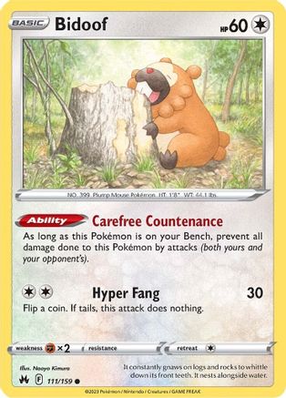 Bidoof (111/159) [Sword & Shield: Crown Zenith]-1