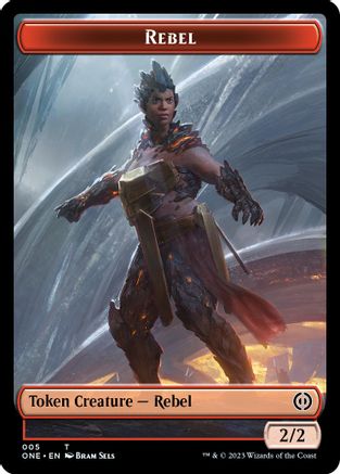 Rebel // Goblin Double-Sided Token [Phyrexia: All Will Be One Commander Tokens]-3