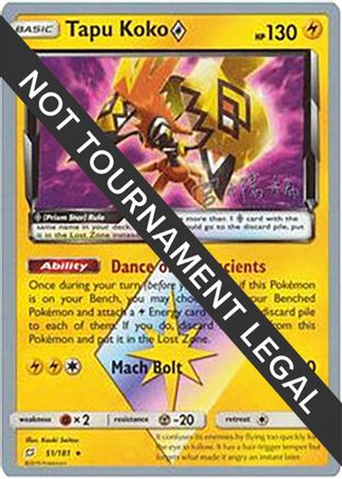 Tapu Koko Prism Star (51/181) (Pikarom Judge - Haruki Miyamoto) [World Championships 2019]-1
