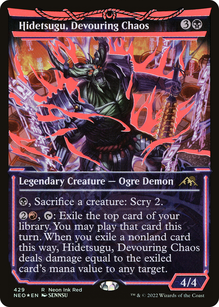 Hidetsugu, Devouring Chaos (Neon Ink Red) [Kamigawa: Neon Dynasty]-1