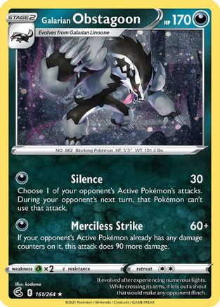 Galarian Obstagoon (161/264) (Cosmos Holo) [Sword & Shield: Fusion Strike]-1