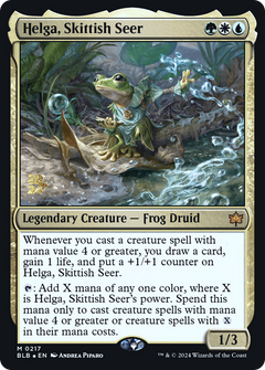 Helga, Skittish Seer [Bloomburrow Prerelease Promos]-1
